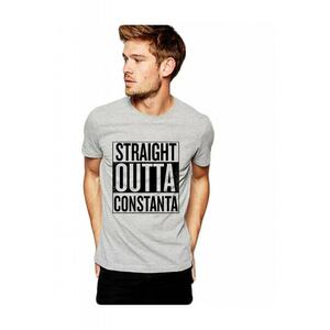 Tricou barbati gri cu text negru - Straight Outta Constanta imagine