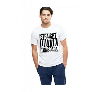 Tricou alb barbati - Straight Outta Timisoara imagine