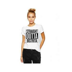 Tricou dama alb - Straight Outta Bistrita imagine