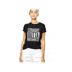 Tricou dama negru - Straight Outta Bucuresti imagine