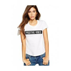 Tricou dama alb - Positive Vibes imagine