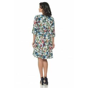 888111875-Rochie Multicolor cu snur in talie si model floral imagine