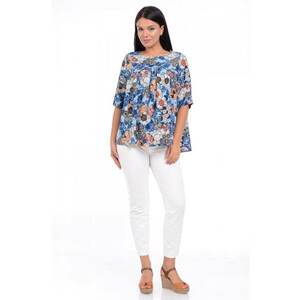 888122717-Bluza Dama Ampla cu flori Albastra imagine