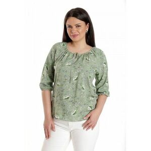 888142602-Bluza Dama - IE - Verde cu imprimeu floral si maneca 3 sferturi imagine