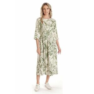 888144384-Rochie Lunga Dama V271 - crem cu imprimeu floral verde imagine