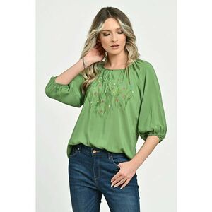 Bluza Dama tip IE - verde cu pictura manuala imagine