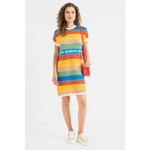 Rochie-pulover cu model colorblock imagine