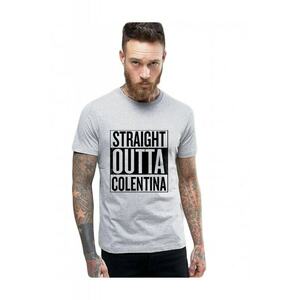 Tricou barbati gri cu text negru - Straight Outta Colentina imagine