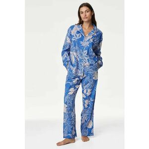 Pijama lunga din bumbac cu model tropical imagine