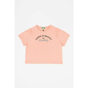 United Colors of Benetton tricou din bumbac culoarea roz, cu imprimeu imagine