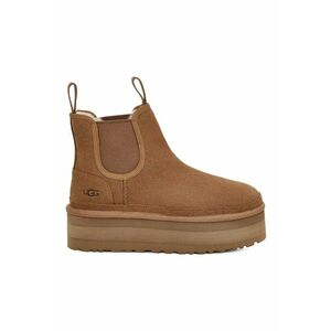 Ghete Chelsea flatform de piele intoarsa cu segmente din material textil Neumel imagine