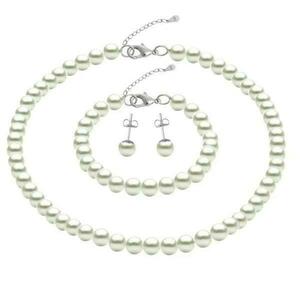 Set Clasic Perle Naturale Albe si Argint 6 mm, Kaskadda imagine