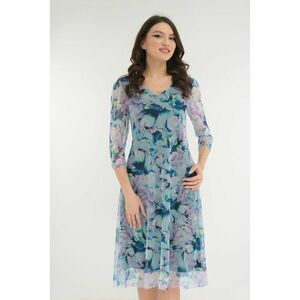 Rochie lejera din tulle cu print floral maxi roz-bleu imagine