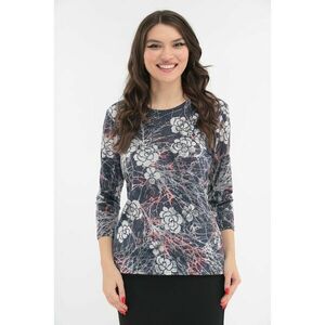 Bluza bleumarin cu imprimeu floral alb-roz imagine