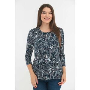 Bluza bleumarin cu imprimeu abstract crem imagine