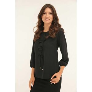 Bluza eleganta neagra cu volan la decolteu imagine