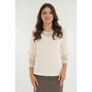 Bluza ivory din vascoza cu insertii din dantela imagine