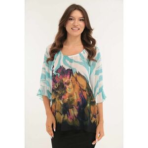 Bluza lejera albastra cu print abstract imagine