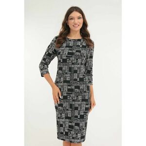 Rochie neagra cu print geometric alb imagine