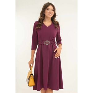 Rochie midi evazata magenta cu o curea in talie imagine