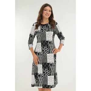 Rochie evazata cu print geometric alb-negru imagine