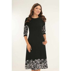 Rochie evazata neagra cu tiv bordurat floral imagine