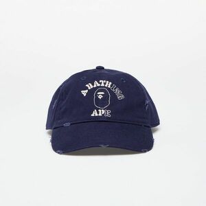 A BATHING APE Worn Out College Cap Navy imagine