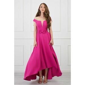 Rochie MBG fucsia lunga cu funda in talie imagine