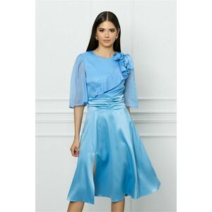 Rochie DY Fashion bleu cu bust din voal si fusta din satin imagine