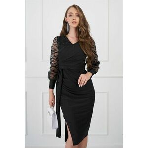 Rochie eleganta, neagra, cu decolteu in V imagine