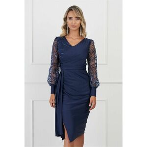 Rochie Daiana bleumarin cu paiete la bust imagine