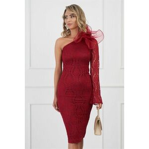 Rochie DY Fashion bordo din dantela cu floare maxi pe umar imagine