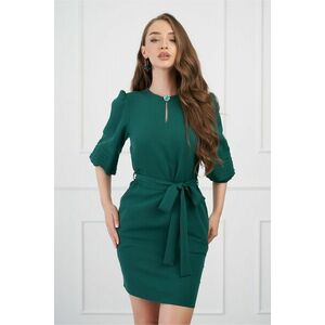 Rochie DY Fashion verde cu maneci bufante si cordon in talie imagine