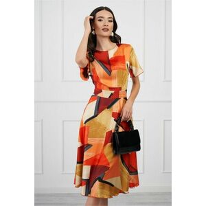 Rochie DY Fashion midi orange cu imprimeuri galbene imagine