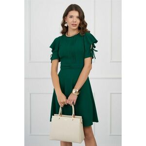 Rochie DY Fashion verde cu pliuri pe bust si volane pe maneci imagine