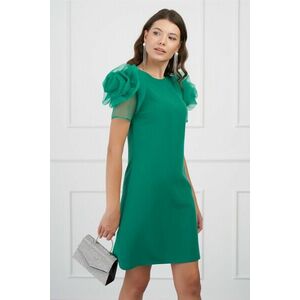 Rochie MBG verde cu maneci din organza si flori maxi imagine