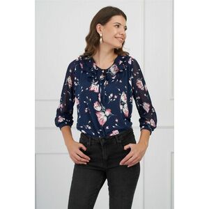 Bluza Daria bleumarin cu imprimeuri florale roz imagine