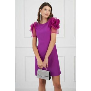 Rochie MBG magenta cu maneci din organza si flori maxi imagine