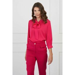 Bluza Ioana fucsia cu funda la guler imagine