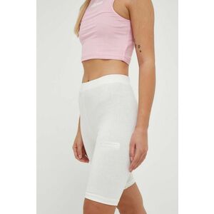 Ellesse pantaloni scurti femei, culoarea bej, neted, medium waist imagine