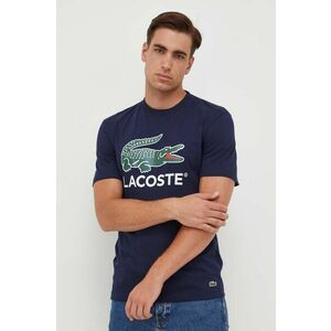 Lacoste tricou din bumbac culoarea albastru marin, cu imprimeu imagine