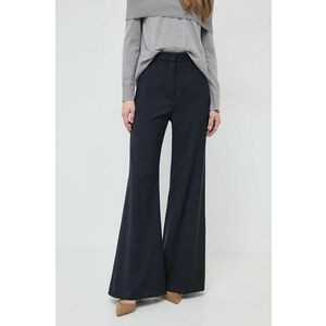 Weekend Max Mara pantaloni de lână culoarea bleumarin, evazați, high waist 2415130000000 imagine