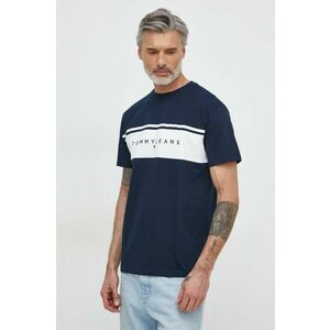 Tommy Jeans tricou din bumbac bărbați, culoarea bleumarin, cu imprimeu DM0DM18658 imagine