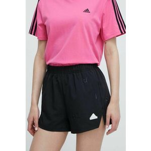 adidas pantaloni scurti femei, culoarea negru, neted, high waist, IS4315 imagine