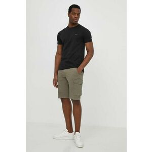 Gant tricou din bumbac barbati, culoarea negru, neted imagine