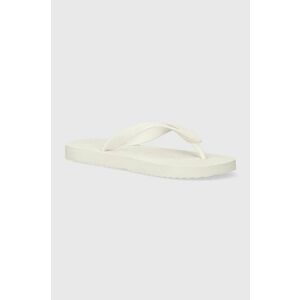 Tommy Jeans slapi TJW LOGO FLIP FLOP femei, culoarea alb, cu toc plat, EN0EN02447 imagine