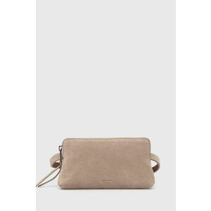 AllSaints borsetă de piele intoarsa culoarea bej imagine