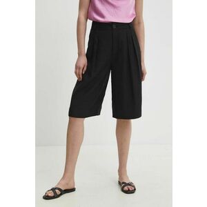 Answear Lab pantaloni scurti femei, culoarea negru, neted, high waist imagine