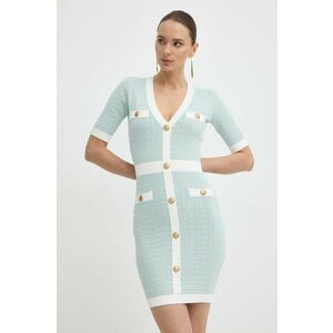 Elisabetta Franchi rochie culoarea turcoaz, mini, mulata, AM81B42E2 imagine