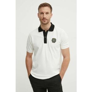 Lacoste polo de bumbac culoarea alb, cu imprimeu imagine